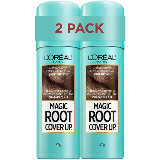 L'Oréal Paris Magic Root Cover Up Root Touch Up, Temporary Hair Dye, Light Brown Hair Dye, Hair Root Touch Up for Thinning Hair, Grey Coverage, Pack of 2 Hair Dye