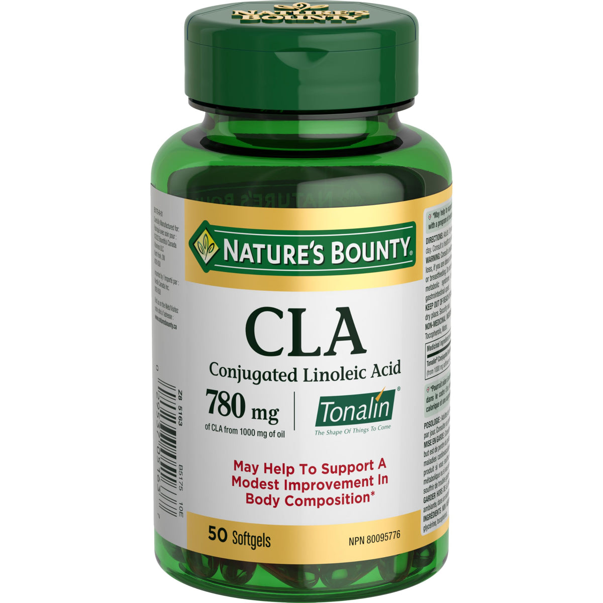NATURE'S BOUNTY Cla Pills, Supplement, May Help Support A Modest Improvement In Body Composition, 810Mg, 50 Softgels, 76 g