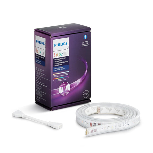 Philips Hue White & Colour Ambiance Lightstrip Plus V4 Extension, 3ft/1m (No Plug), LED Strip Lights, Colour Changing, Bluetooth & Zigbee Compatible, Voice Activated with Alexa, Music Sync
