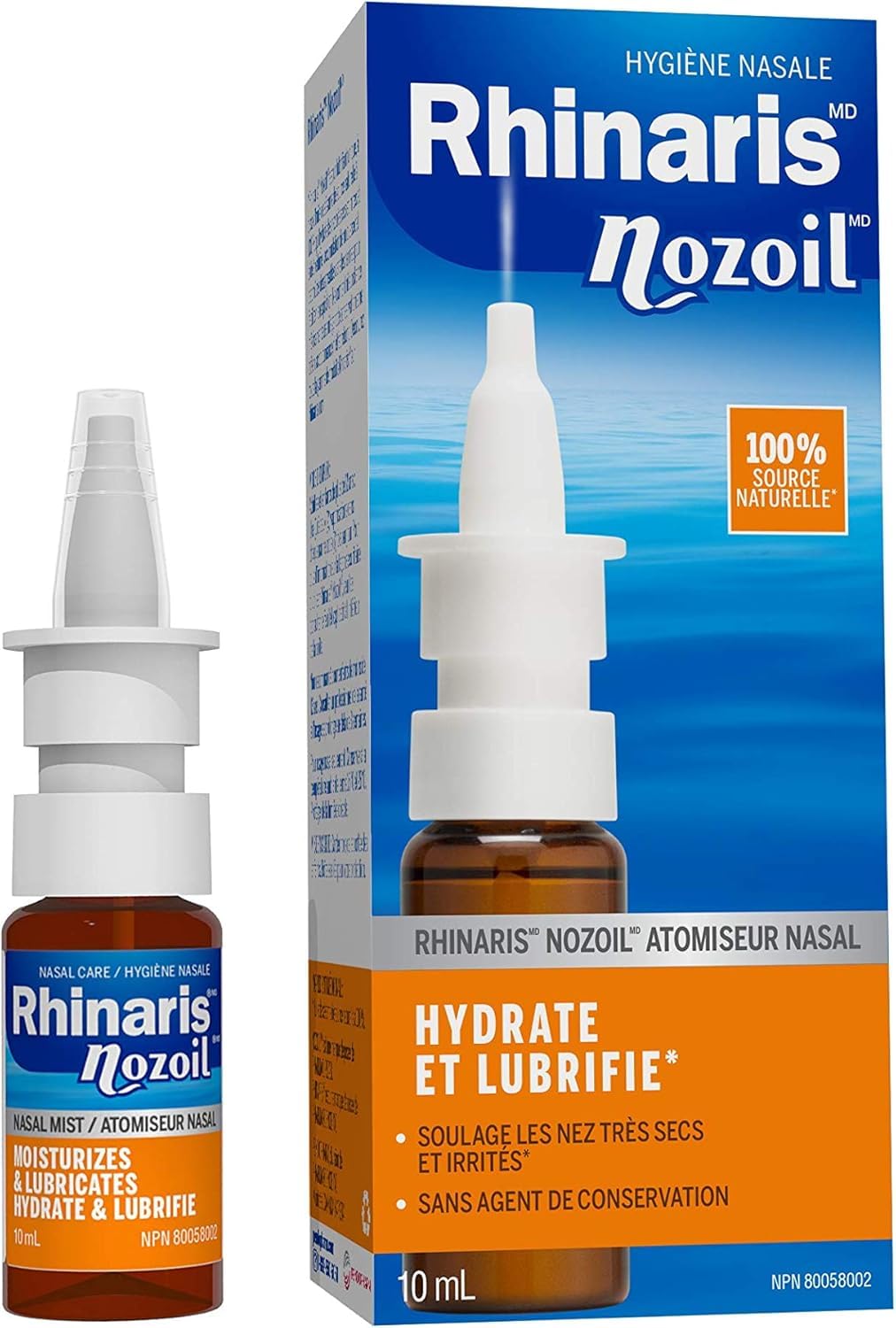 Rhinaris Nozoil Moisturizing & Lubricating Nasal Spray 10ml - Long Lasting Relief from Dryness, Congestion, Itchiness - Preservative-Free & Soothing Daily Nasal Care for Men & Women