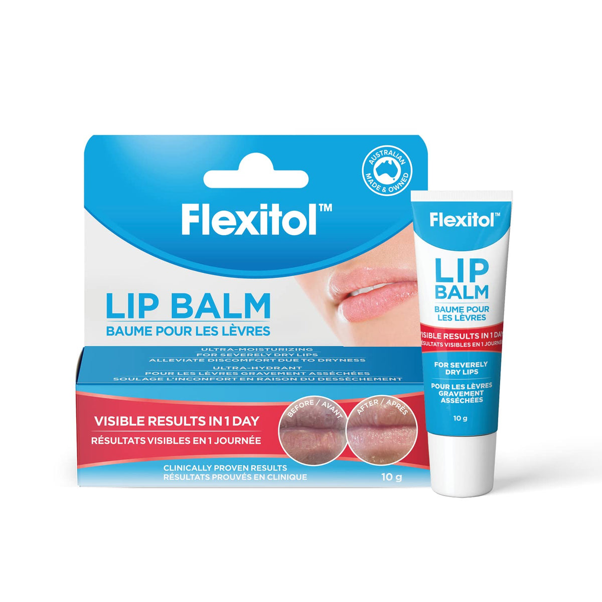 Flexitol Lip Balm - Best Balm for Dry, Chapped Lips in Canada, Hydrates and Heals Cracked Lips, Dermatologist-Recommended Moisturiser for Dry Lips (10g)