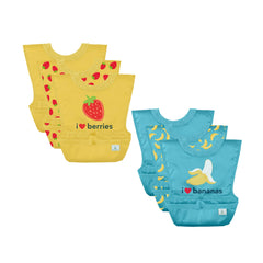 green sprouts Unisex Baby Pull-over Bib, Yellow & Aqua, Small