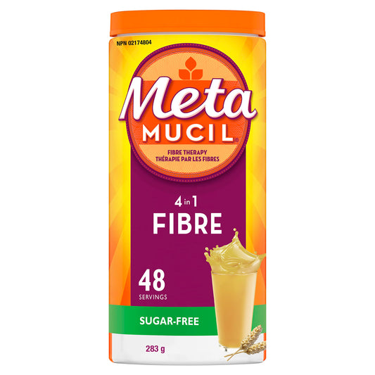 Metamucil, Daily Psyllium Husk Powder Supplement, Sugar-Free, 4-in-1 Fibre for Digestive Health, Unflavoured Smooth Flavored Drink, 48 Servings