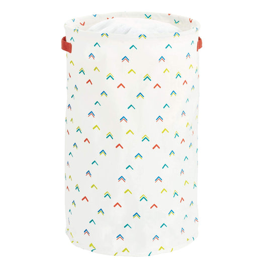 iDesign Arrow Fabric Round Storage Bin, Basket Container Mini Hamper with Dual Side Handles for Closet, Bedroom, Laundry, Clothing, Toys, Nursery - Multicolored