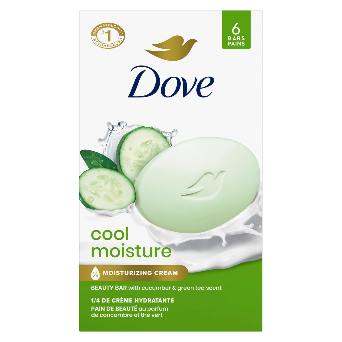 Dove Skin Care Beauty Bar For Softer Skin Cucumber and Green Tea More Moisturizing Than Bar Soap 106 g 6 count