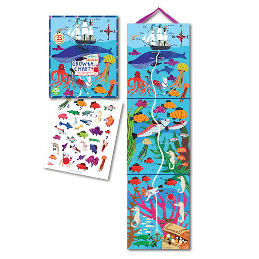eeBoo: Big Blue Whale Growth Chart, A Colorful Classic Growth Chart Reveals Measurements in Inches and Centimeters, 33 Different Stickers to Mark Certain Occasions, Allows for 2 Plus Players