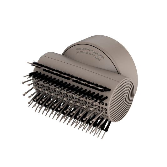 Shark IQ Styling Brush, Auto Preset Attachment for HyperAIR Blow Dryers, Rotatable Hot Brush, Styling Tools, For Straight, Wavy, Curly, and Coily Hair, Straight and Shiny Blowout, Stone, XSKHD1SB