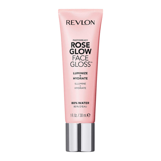 Revlon Face Primer, PhotoReady Face Gloss Rose Glow, Face Makeup for All Skin Types, Hydrates, Illuminates & Moisturizes, Infused with Glycerin & Olive Oil Extract, 80% Water, 1 Fl Oz/ 30ml