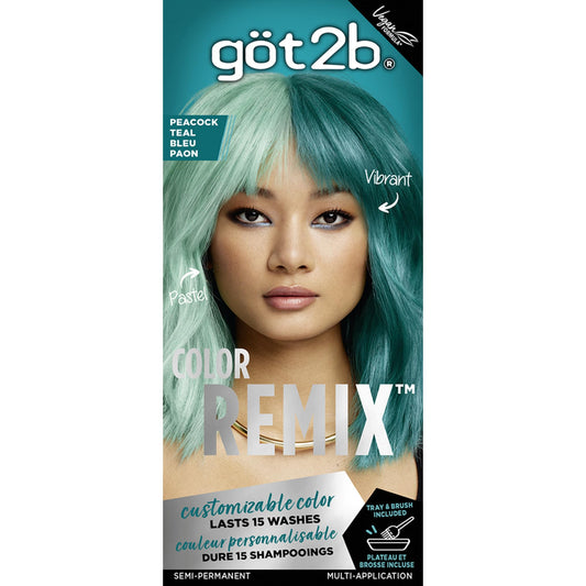 Got2b Color Remix, Customizable Semi-Permanent Hair Color, Peacock Teal 097, 1 Pack/50 ml