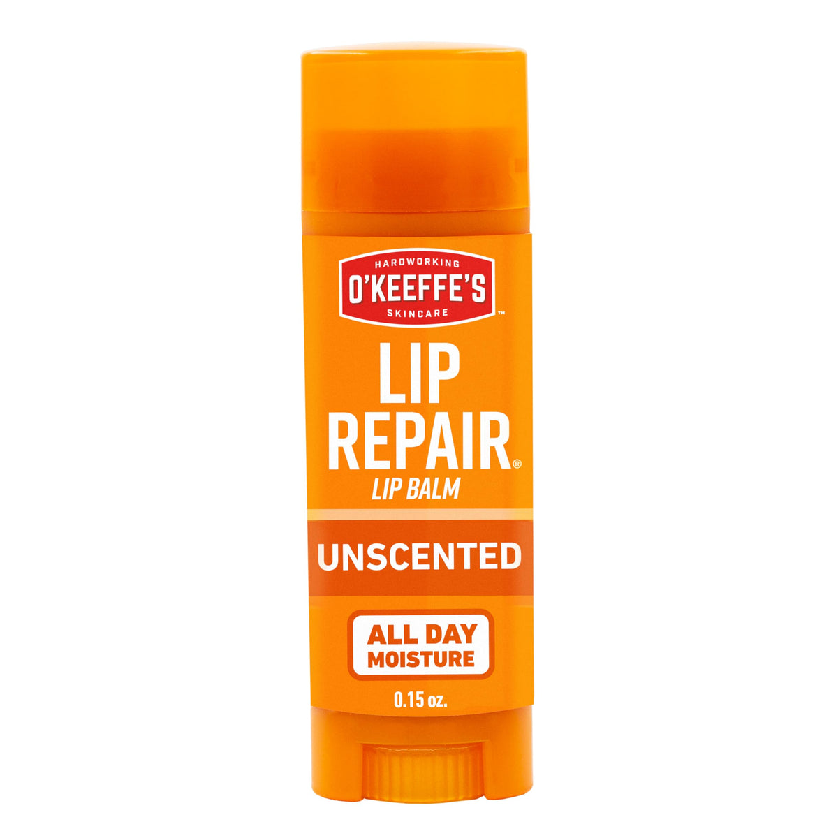 O'Keeffe's Unscented Lip Repair Chapstick Stick, Lip Balm for Dry Cracked Lips, Guaranteed Relief & All-Day Moisture in 1 Use, Lip Chap, 7 Moisturizing Ingredients, 1 Pack