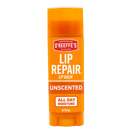 O'Keeffe's Unscented Lip Repair Chapstick Stick, Lip Balm for Dry Cracked Lips, Guaranteed Relief & All-Day Moisture in 1 Use, Lip Chap, 7 Moisturizing Ingredients, 1 Pack