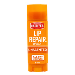 O'Keeffe's Unscented Lip Repair Chapstick Stick, Lip Balm for Dry Cracked Lips, Guaranteed Relief & All-Day Moisture in 1 Use, Lip Chap, 7 Moisturizing Ingredients, 1 Pack