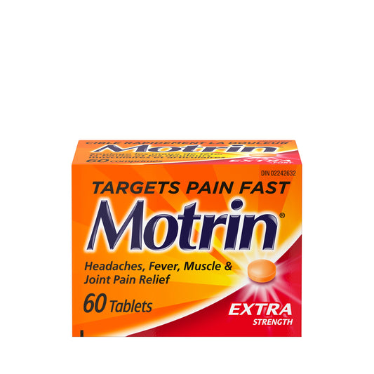 Motrin Ibuprofen, Extra Strength Tablets, Pain Reliever for Menstrual Pain, Back Pain, 300mg, 60 Tablets, orange