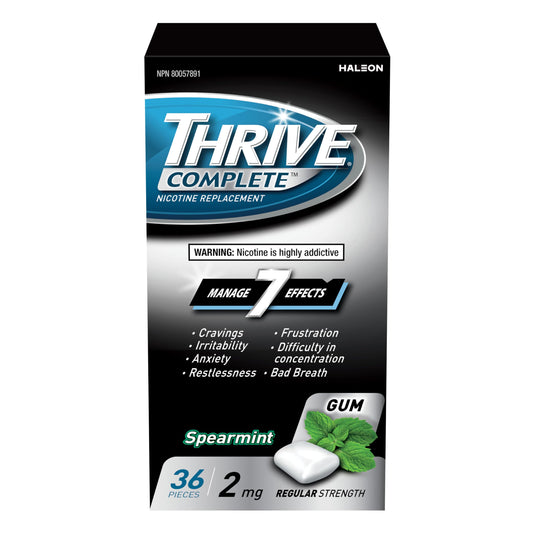Thrive Complete Nicotine Replacement Gum, 2mg Regular Strength, Spearmint, 36 Count