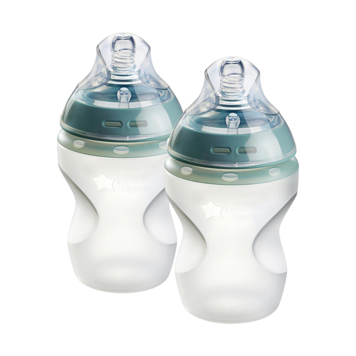 Tommee Tippee Natural Start Anti Colic 9 oz BPA Free Silicone Baby Bottles, 0+ Months, Silicone Feels Like Mother's Skin, Slow Flow Breast-Like Nipple, Clear, Pack of 2