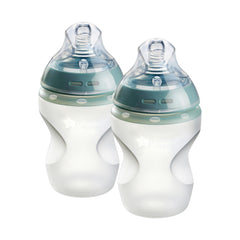 Tommee Tippee Natural Start Anti Colic 9 oz BPA Free Silicone Baby Bottles, 0+ Months, Silicone Feels Like Mother's Skin, Slow Flow Breast-Like Nipple, Clear, Pack of 2