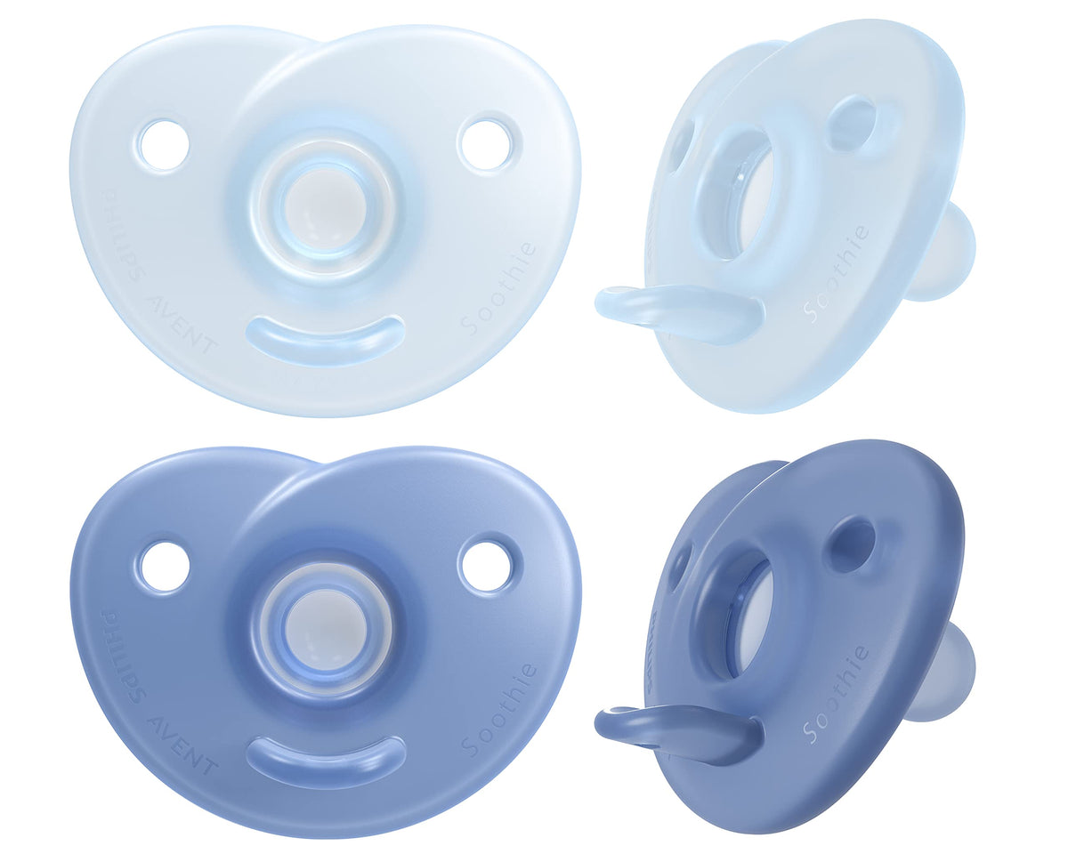 Philips Avent Soothie Heart Pacifier 0-3m, Blue/Light Blue, 4 pack, SCF099/41