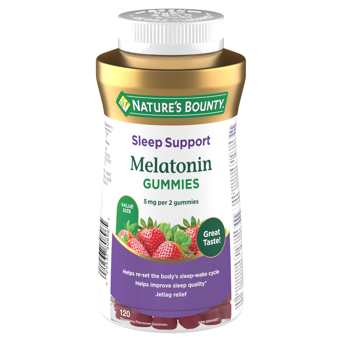 NATURE'S BOUNTY Melatonin Gummies, Helps Reset Sleep-wake Cycle, Helps Increase Total Sleep Time, Helps to reduce the time it takes to fall asleep , Helps Reduce Effects Of Jet Lag, Strawberry Flavour, Value Size, 300 g