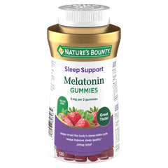 NATURE'S BOUNTY Melatonin Gummies, Helps Reset Sleep-wake Cycle, Helps Increase Total Sleep Time, Helps to reduce the time it takes to fall asleep , Helps Reduce Effects Of Jet Lag, Strawberry Flavour, Value Size, 300 g