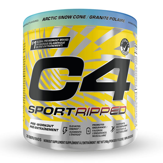 Cellucor C4 Sport Ripped Thermogenic Pre Workout Powder - Informed-Choice Certified Preworkout Energy & Fat Metabolism - Arctic Snow Cone, 30 Servings