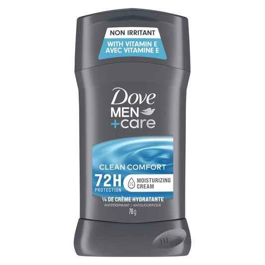 Dove Men+Care Clean Comfort 72H Antiperspirant Deodorant Stick for Men with Vitamin E and Non-Irritant Formula, 76g