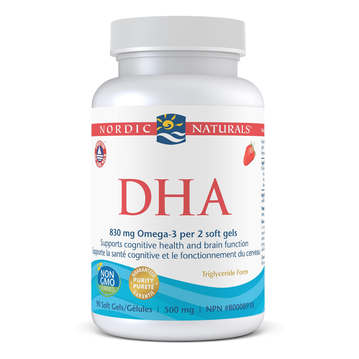 Nordic Naturals DHA Omega-3 - Brain Support Supplement, Strawberry Flavored, 90 Count