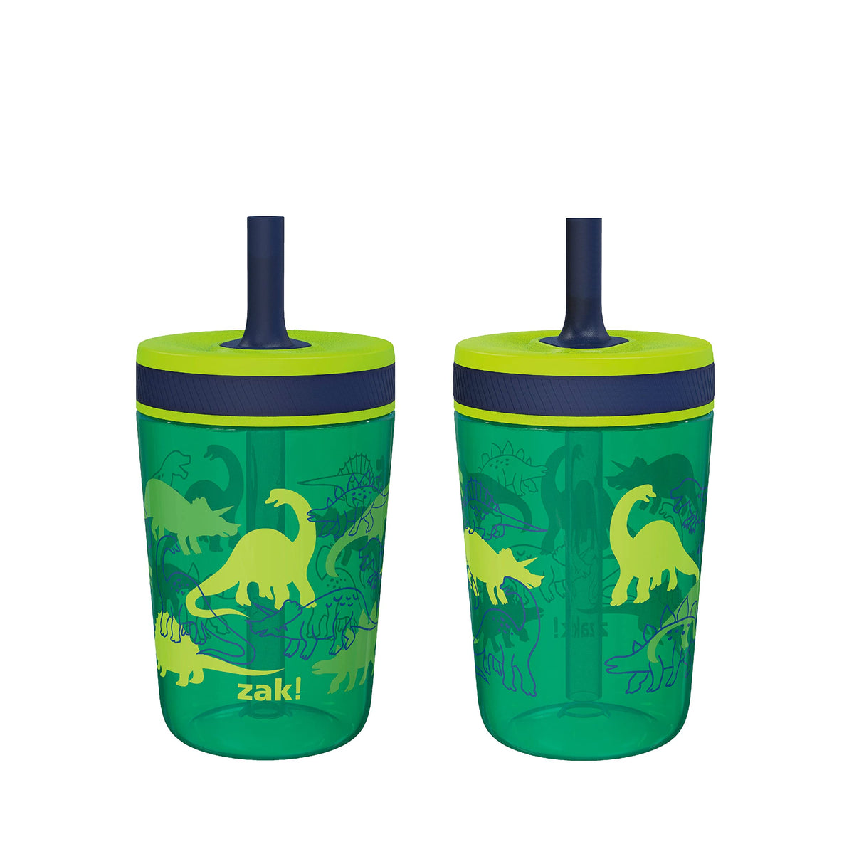 Zak Designs Kelso 15 oz Tumbler Set, (Dino Camo) Non-BPA Leak-Proof Screw-On Lid with Straw Made of Durable Plastic and Silicone, Perfect Toddler Cup Bundle for Kids (2pc Set)