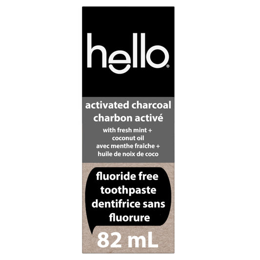 hello Epic Whitening Activated Charcoal Toothpaste, Fluoride Free Toothpaste with Charcoal and Coconut Oil, Whitens Naturally, Helps Remove Plaque, SLS Free, Fresh Mint, 82 mL Tube