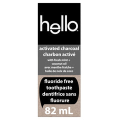 hello Epic Whitening Activated Charcoal Toothpaste, Fluoride Free Toothpaste with Charcoal and Coconut Oil, Whitens Naturally, Helps Remove Plaque, SLS Free, Fresh Mint, 82 mL Tube