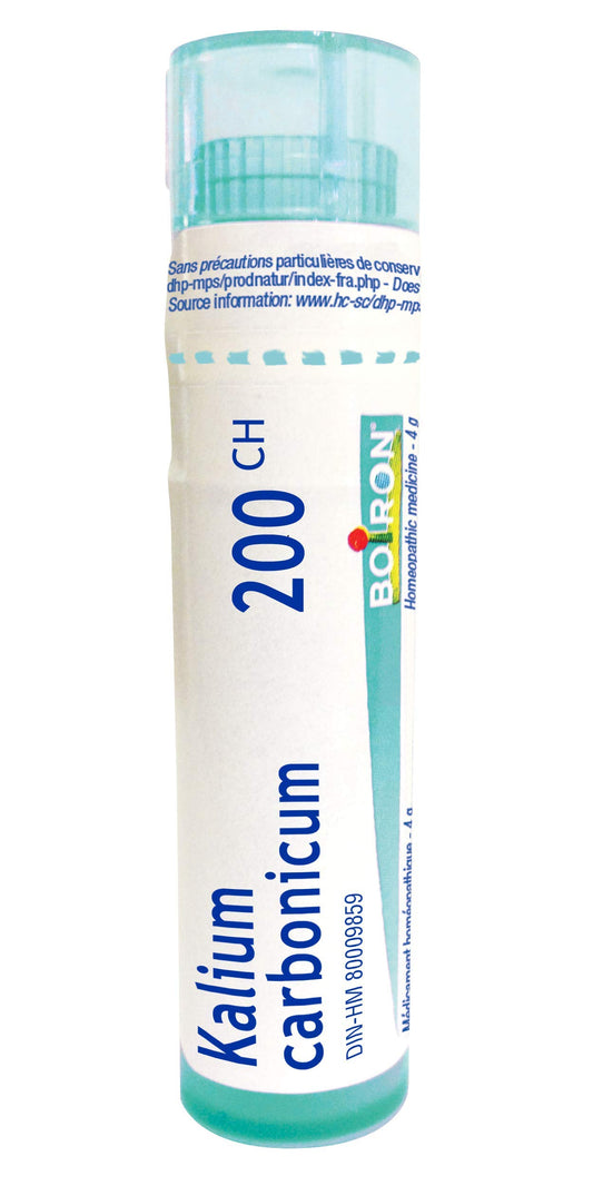 Boiron Kalium carbonicum 200ch,Homeopathic medicine. Each tube contains 4 g (approximately 80 pellets)