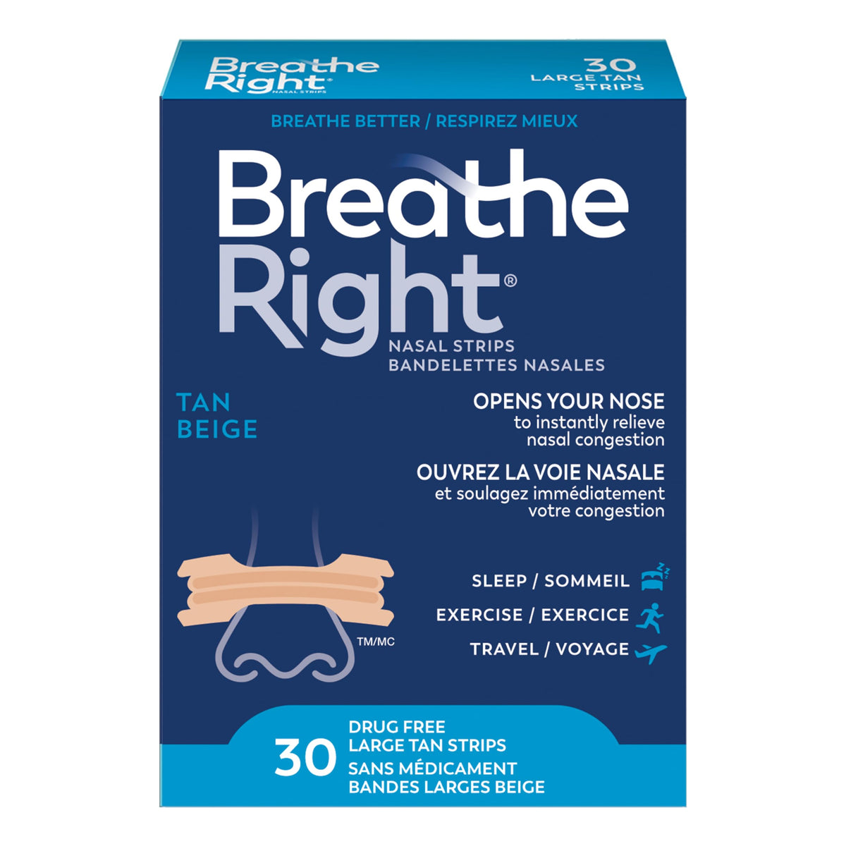 Breathe Right Tan Large 30ct