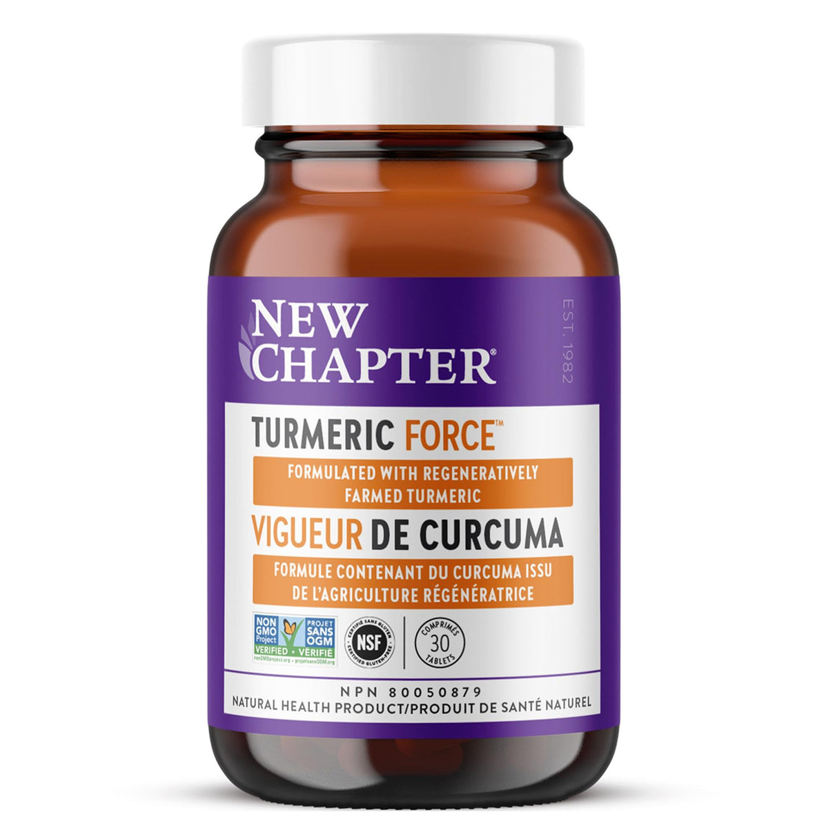 New Chapter Turmeric Force - Offers Joint, Inflammation & Liver Support - 80 mg Organic Supercritical Turmeric & Curcumin Without Black Pepper - Gluten Free, Non-GMO & Vegetarian - 30 Capsules