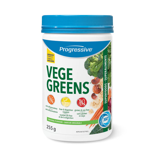 Progressive VegeGreens Original, Vegan Canadian-Made Superfoods + Daily Greens with 23 Whole Foods, Adaptogens, Anti-Inflammatory, Antioxidants & Digestive Support for Energy and Immunity, 255 g