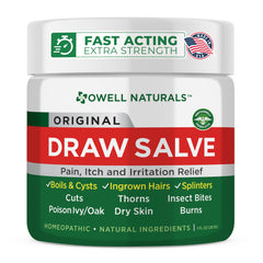 OWELL Naturals Drawing Salve Ointment for Boil & Cyst Removal, Deep Ingrown Hair, Splinter Remover, Bug Spider Bites, Bee Sting, Mosquito Itching, Poison Ivy