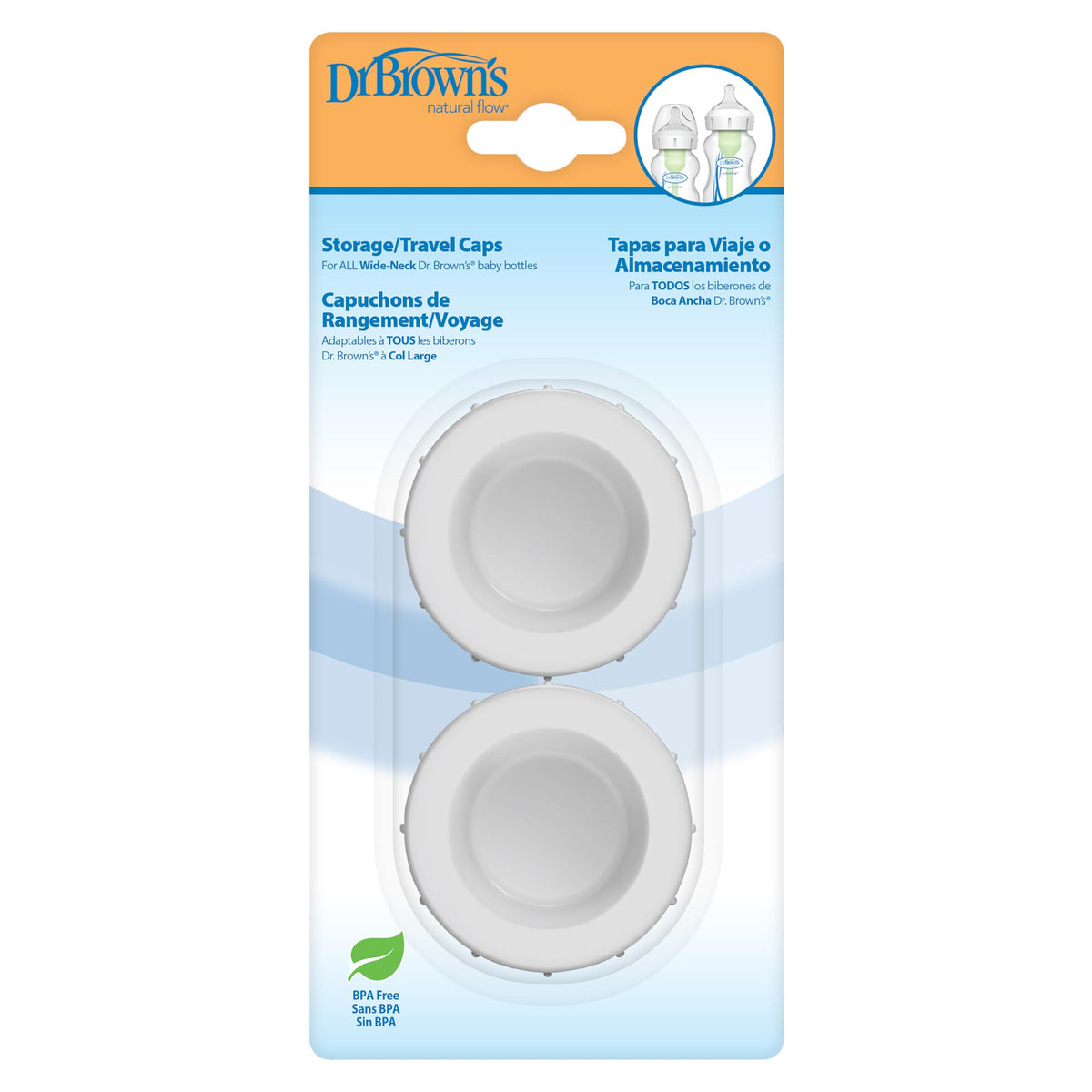 Dr. Brown's 680-P2 Natural Flow Wide Neck Storage Travel Caps Replacement, 2-Pack