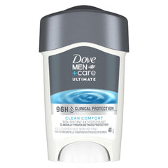 Dove Men+Care 96h Clinical Protection Antiperspirant Deodorant Stick Clean Comfort Scent #1 dermatologist recommended 48 g