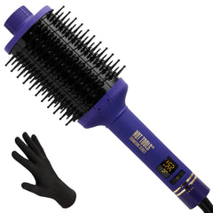 HOT Tools HTST2582F Pro Signature™ Heated Hairbrush Styler, High Heat Up to 430°F, Multiple Heat Settings, ThermaGlide™ Ceramic, Dual Voltage, Safety Gloved Included, Blue