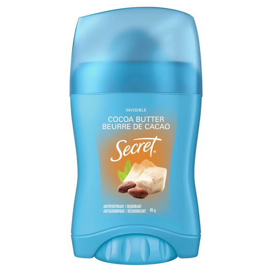 Secret Invisible Solid Antiperspirant and Deodorant, Cocoa Butter, 45 g