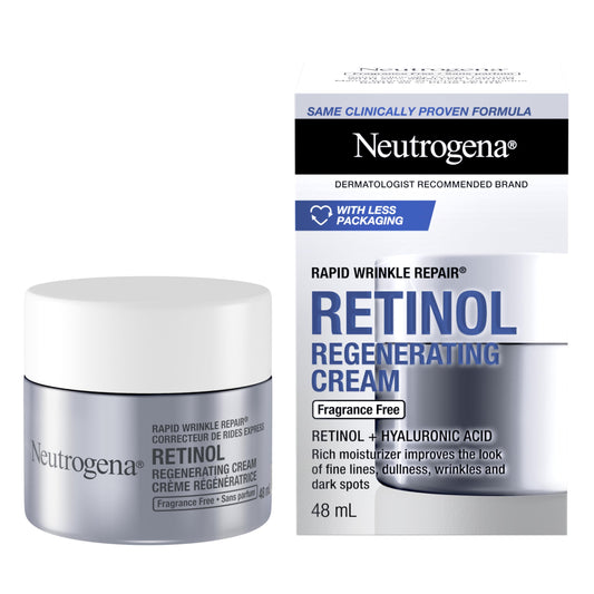 Neutrogena Anti Aging Retinol Face Cream with Hyaluronic Acid, Rapid Wrinkle Repair Regenerating Moisturizer, Fragrance Free, Paraben Free, Oil Free, 48mL