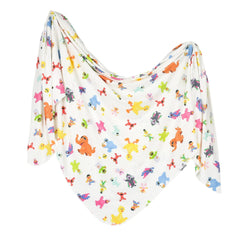 Large Premium Knit Baby Swaddle Receiving Blanket Sesame Friends by Copper Pearl
