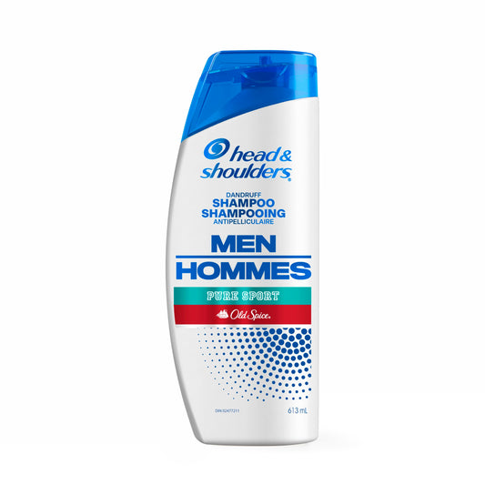 Head and Shoulders Mens Dandruff Shampoo, Anti-Dandruff Treatment, Old Spice Pure Sport for Daily Use, Paraben Free, 613 mL
