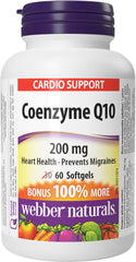 Webber Naturals Coenzyme Q10 (CoQ10) 200 mg, High Potency Antioxidant, Non-GMO, Gluten Free, 60 softgels, for Heart Health and Cellular Energy Production