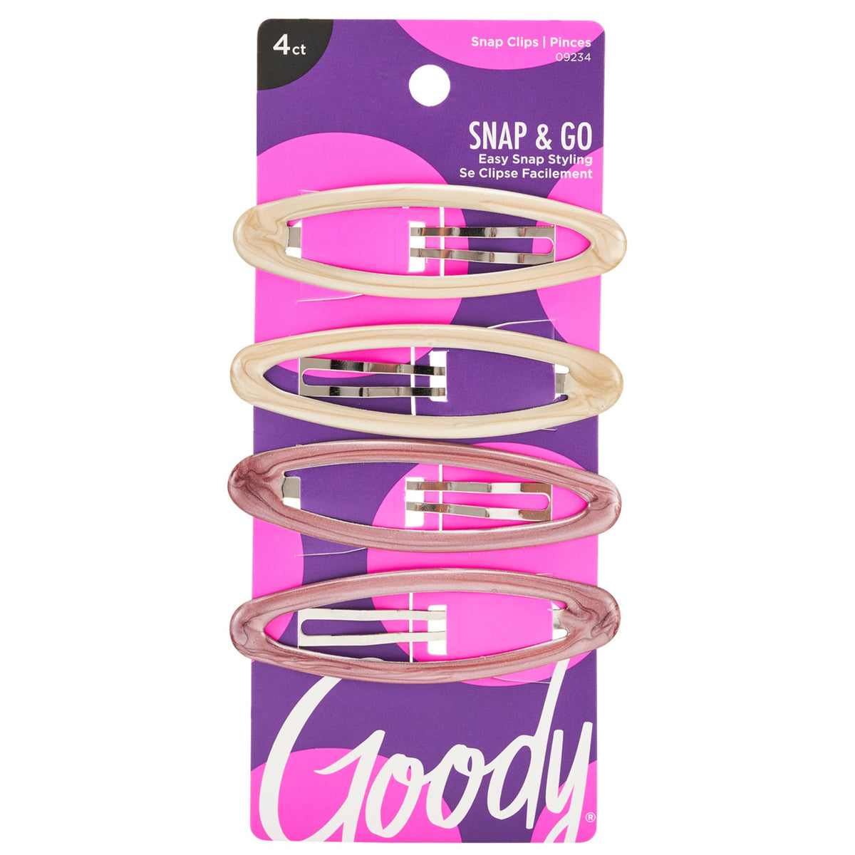 Goody Snap Hair Clips, Big Oval Epoxy, 4-count "Assorted Colors"