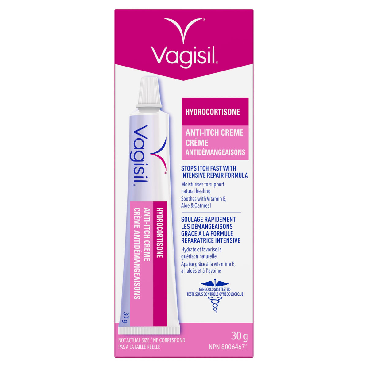 Vagisil Hydrocortisone Anti-Itch Creme Intensive Repair for Feminine Intimate Areas, Gynecologist Tested, 30g, Packaging May Vary