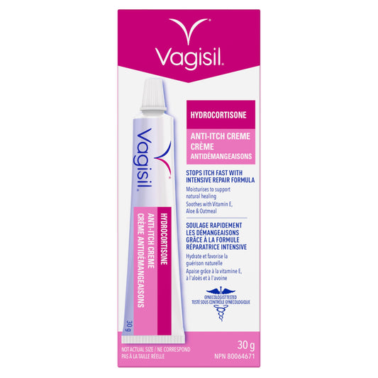 Vagisil Hydrocortisone Anti-Itch Creme Intensive Repair for Feminine Intimate Areas, Gynecologist Tested, 30g, Packaging May Vary