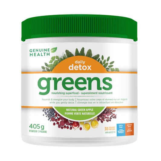 Greens+ Gentle Daily Detox Powder – 406 g of Natural, Organic Vegetable & Herb Super Greens Powder – Remove Toxins to Support Energy, Immunity, and Digestive Health by Genuine Health, Green Apple
