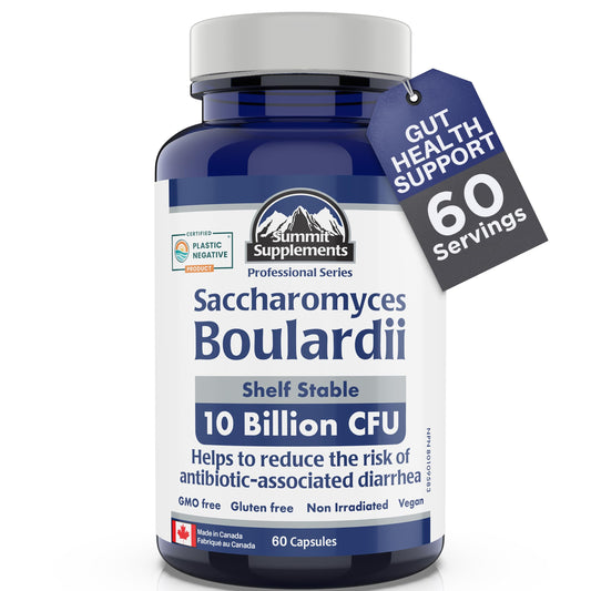 Saccharomyces Boulardii Probiotic Supplement, 60 DR Veggie Caps 60-Day Supply, 10 Billion CFU, Digestive Balance & Gut Flora Support, Vegan, Gluten-Free & Non-GMO, Proudly Canadian & Plastic Negative