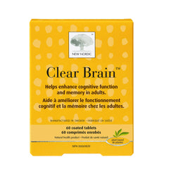 New Nordic Clear Brain Tablets - Vegan, Non-GMO Memory & Brain Health Supplement - Supports Increased Concentration - Made with Thiamine, Walnut, Gingko & Green Tea - 60 Tablets