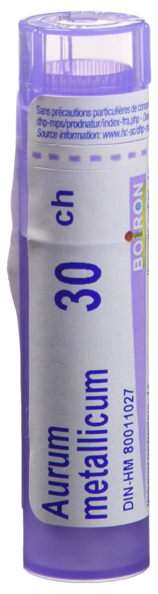 Boiron Aurum metallicum 30ch,Homeopathic medicine. Each tube contains 4 g (approximately 80 pellets)