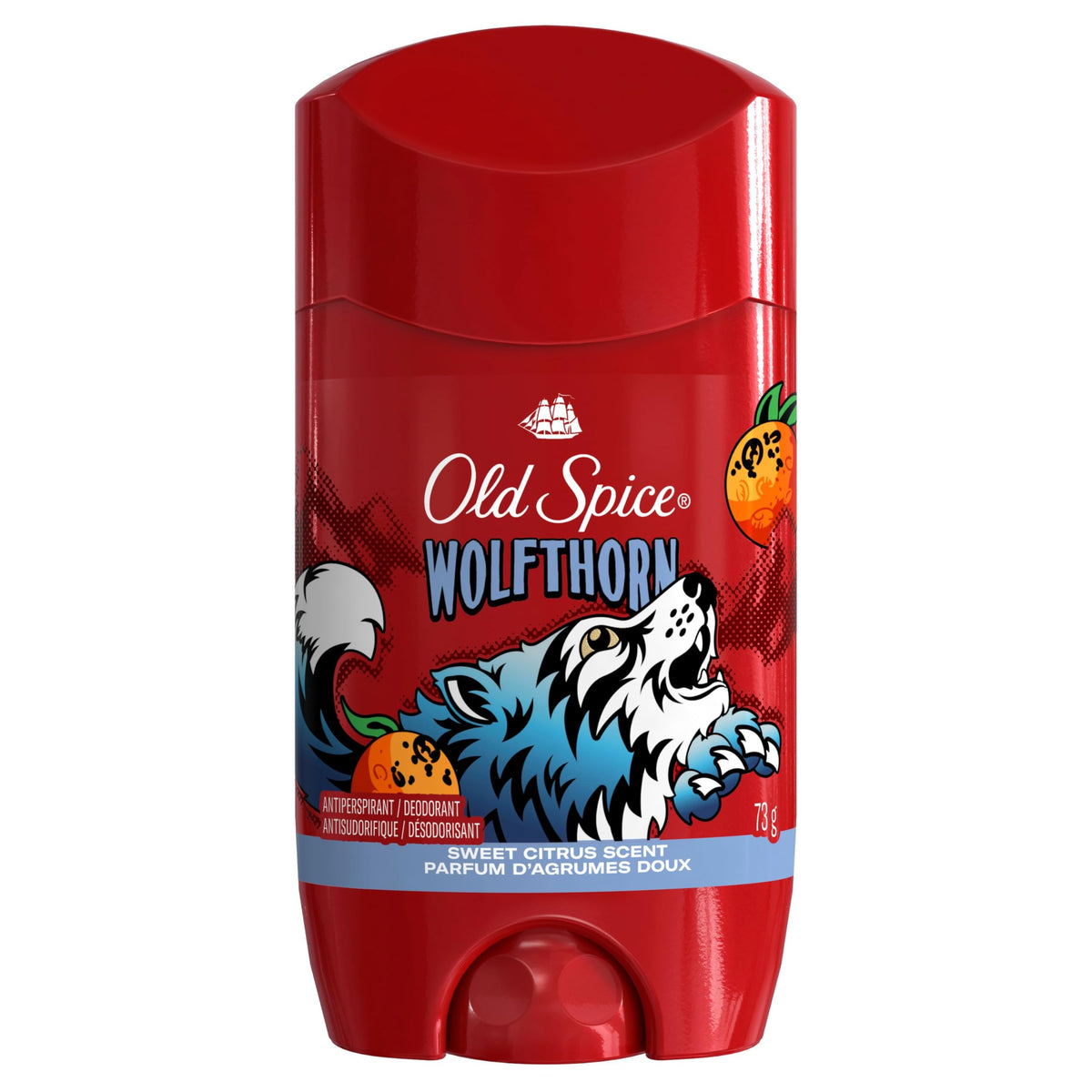 Old Spice Wild Collection Invisible Solid Antiperspirant and Deodorant for Men, Wolfthorn, Sweet Citrus Scent, 73 g